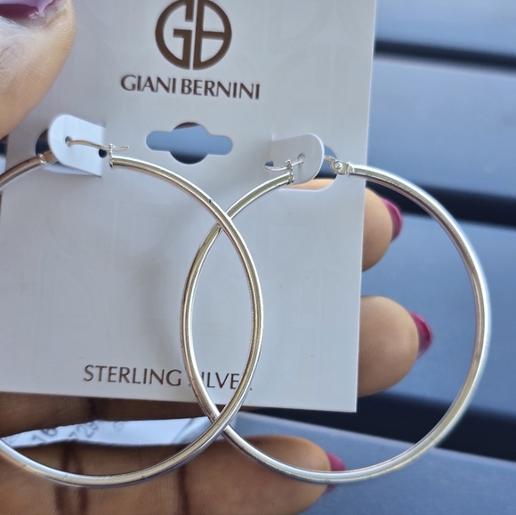 $100 Giani Bernini Sterling Silver Hoop Earrings Women New 50MM - Picture 3 of 9